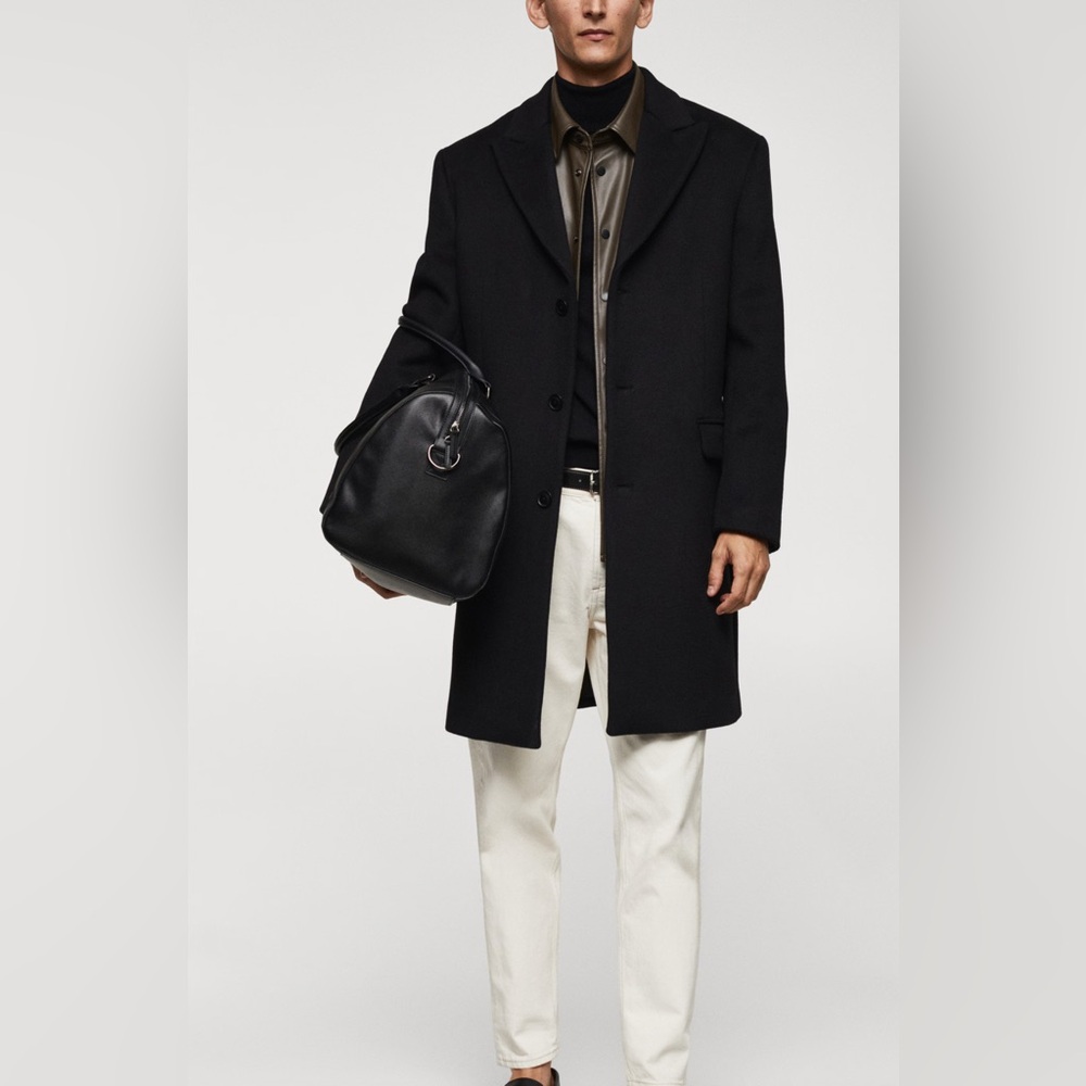 Mango Regular Fit Wool Coat - Size Small